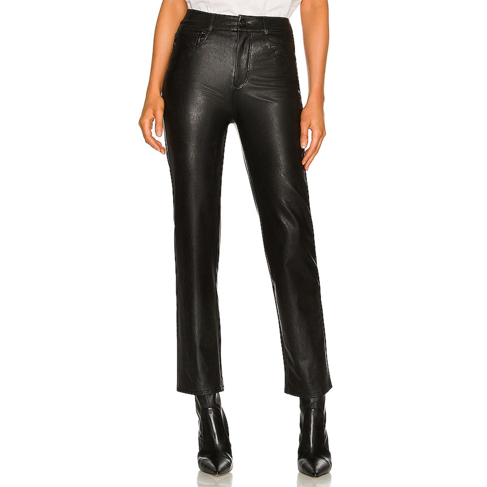 Paige 'Stella' Straight Faux Leather Pant Size 26